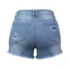 Kvinnors shorts sommarkvinna 2023 mode hög midja rippade denim streetwear sexig ficka casual jeans mini korta byxor