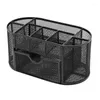 Sacs de rangement Mesh Pen Organizer 9-Grid Box Porte-crayon de bureau Home Art Supply Metal Desk Stationary