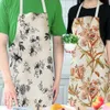 Cotton Linen Flower Lotus Pattern Apron for Home Decorative Kitchen Restaurant Cooking Bib Aprons Delantal Cocina Restaurante L230620