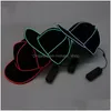 Party Hats Portable El Wire Baseball Cap Plain Led Light Hip Hop Hat Glowing In The Dark Snapback For Decoration 38Sy Bb Drop Delive Dhn40
