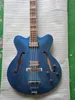 E-Gitarre, 4-saitiger, halbhohler Korpus, blauer Ocean Contemporary, sehr dünner Bass