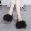 Slippers New Summer Women Fox Fur Slippers Real Fur Slides Female Furry House Flip Flops Casual Beach Sandals Fluffy Plush Shoes L230717