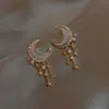 Stud Trendy Moon Dangle Earrings For Women Temperament Pearl Cherry Cat Rhinestone Pendant Earring Girl Party Jewelry Gift J230717