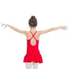 Vêtements de scène filles rose clair Camisole dos croisé Ballet danse justaucorps robe rouge enfants Costumes de danse moderne