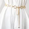 Bälten Golden Women Belt Fashion Circle Metal Midje kedja Dekorativ klänning Casual mångsidig förlängd fetttillbehör Silver 72 cm