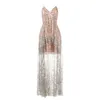 New S-elf Portrait feuille sequin frotté Maxi Dress