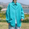 Men's Casual Shirts 50KG-110KG Harajuku Plain Men Shirt Long Sleeve White Solid Korean Loose Button Down Male Blouses