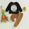 مجموعات الملابس Citgeeautumn Halloween Toddler Baby Boys ملابس طباعة قميص طويل الأكمام وملابس السراويل المرنة الخريف