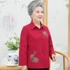 Women's Blouses Mother's Clothes Section For Old Ladie 2023 Spring Grandmother's Clothing 50-80-Year-old Embroidery Shirt Female Top