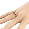 Bröllopsringar Luxury White Crystal Ring Gold Silver Color Sunflower Bague Statement Smycken för Women Girls Gift #278628