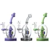 Vente en gros 22CM Crème colorée narguilé Champignon Filtre Mixte Couleur Recycleur Grande Taille Verre Dab Rig Bong Tuyaux D'eau Narguilé Joint 14mm Fumer Tabac Bol