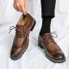 Mens Oxford Shoes Black Brown Leather Brogue Men's Dress Shoes Classic Business Formal Shoes For Men Zapatillas Hombre