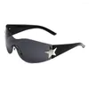 Sunglasses Punk One Piece Goggle Y2k Sun Glasses Shades Eyewear UV400 Five Star Sports