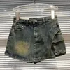 Jeans womens prepomp 2023 collezione estiva vintage grandi tasche in denim shorts gonna donna corta 840