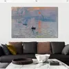 Hand Painted Textured Canvas Art Impression Sunrise Claude Monet Painting Still Life Dining Room Decor