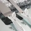 Dinnerware Sets 2pcs Wedding Cake Knife Serving Cutlery Weddings Party Decoration Stainless Steel Butterfly Handle Christmas Gifts