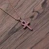 Hanger Kettingen Roze Zirkoon Stijl Anka Cross Bling Ketting CZ Messing Hangers Mannen Hip Hop Sieraden CN219