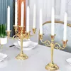 Candle Holders Europeisk stil enkel romantisk gyllene metallljusstake hem bröllop västerländsk restaurangfestival dekoration innehavare