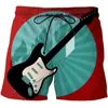 Pantaloncini da uomo Maschile Casual Stampato in 3D Stile estivo Manica corta Strumento musicale Chitarra Modello Serie Costume da bagno divertente ad asciugatura rapida