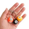 Keychains Lanyards 16pcs/Set Mini Billiards Shaped Keyring Assorted Colorful Billiards Pool Small Ball Keychain Creative Hanging Decorations 230715