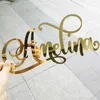 Altri articoli per feste per eventi Taglio acrilico personalizzato Segno di nome Matrimonio Decorazione per feste di compleanno Specchio Oro Nome personalizzato Appeso a parete Forniture per regali per feste 230715