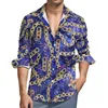 Camisas casuais masculinas Corrente dourada Harajuku Camisa Masculina Estilo Barroco Primavera Vintage Blusas Manga Comprida Padrão Roupas Grandes