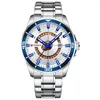 Montres-bracelets montre à quartz hommes or en acier inoxydable avec date lueur étanche loisirs affaires multifonctionnel horloge 8359