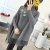 Women's Sweaters Sweater Woman 2023 Knitted O-Neck Cloak Batwing Sleeve Casual Pullover Coat Autumn Winter Femme Tassel Poncho Cape A5358