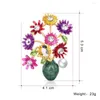 Broches Vase Marguerite Oiseau Fleur Imitation Perle Broches Pour Femmes Hommes Émail Personnalité Vêtements Robe De Noce Bijoux Broche Broche