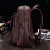 Mochila estilo coreano bolsas de ombro masculinas retrô café couro PU 13" mochilas para laptop bolsa de viagem mochila masculina 2023