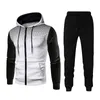 Men's Jackets Winter Sports Casual Fitness Suit With Dots Hoodie Sweatshirt And Pants Men Fashion Hooded Splicing Zipper Set