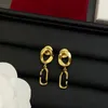 Einfache Damen-Ohrringe, schicker Charme, goldene Ohrringe, Ohrhänger, Designer-stilvoller Schmuck, Vintage-Hohlschmuck, Kopfschmuck, mit Box-Paket