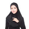 Scarves Muslim Women Inner Hijab Headscarf Cap Islamic Full Cover Hat Pure Color Simple Style Sets Silk Scarf