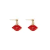 Wedding Jewelry Sets Red Lip Necklace Pendant Mouth Kiss Lips Bracelet Dangle Stud Earrings Set link for Women Grils Fashion 230717