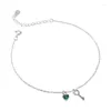 Anklets S925 Sterling Silver Love Zircon Lock Ankle Key Female Ins Network Red Design Student Friend