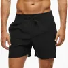 Shorts masculinos 2023 calção de banho elástico praia com bolsos com zíper e forro de malha