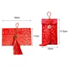 Presentförpackning utsökt röd kinesisk knut kuvertpåse blommor pengar ficka högklassig bröllop tofsar