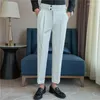 Мужские костюмы в британском стиле с высоким талией брюки для бизнеса мужчина ремень дизайн.