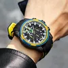 Armbanduhren Megir Sport Großes Zifferblatt Quarzuhr Für Männer Silikonarmband Wasserdicht Leucht Chronograph Herren Wattches Relogio Masculino