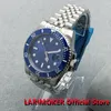 Montres-bracelets LARIMOKER 40mm bleu hommes montre-bracelet utilisation PT5000 NH35 MIYOTA 8215 mouvement brossé lunette insérer Jubilé Bracelet