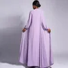 Etniska kläder 2 stycken Set Pearl Beading Open Abaya Kimono Cardigan Maxi Dress Outfits Muslimska kvinnor Jalabiya Islamiska Kaftan Robe -klänning