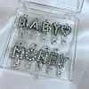 False Nails Custom Name Glittery Press On Nails Y2K Handmade Long Coffin False Nail Set Reusable Fake Nail With Glue Tips Gift 230715