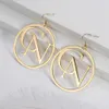 Stud Personalized Hoop Earrings for Women Custom Name Initials Letter Earrings Gold Dangle Crochet Earrings Stainless Steel Jewelry J230717
