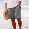 Per uomo Pantaloncini Lino Estate Coulisse Elastico in vita Gamba dritta Liscio Comfort Traspirante Corto Quotidiano Spiaggia Lino Misto cotone Di tendenza Chic Moderno Microelastico