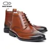 Saviano oom laarzen toevoegen veet veter werk laars mode ontwerper niet-slip handgemaakte echte lederen schoenen mannen b