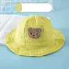 Koreaanse Beer Baby Emmer Hoed Effen Kleur Cartoon Visser Cap voor Peuter Jongen Meisje Zomer Dunne Kids Panama Zon caps