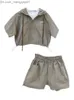 Set di abbigliamento Toddler Boys Zipper Felpa con cappuccio Summer Short Sleeve Set Nuove ragazze coreane Traspirante Baby Thin Two Piece Set Unisex 1-8T Abbigliamento per bambini Z230717