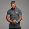 Herrpolos gymträning casual mode zip collar polo skjortor sommar andas bekväm kortärmad bomullsslim fit träning cool skjorta