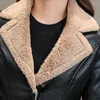 Femmes en cuir 2023 automne hiver veste manteau de fourrure artificielle garder au chaud en peluche ajouter épais femme Slim Fit Locomotive manteau court