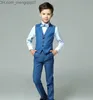 Set di abbigliamento Prince Boy Wedding Set Canotta per bambini Camicia Cravatta per pantaloni 4 pezzi Set fotografico Compleanno per bambini Abbigliamento per feste Set scolastico per giovani Z230717